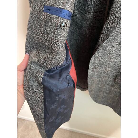 Ted Baker London Kyle SPJ Plaid Long Sleeve Notch Lapel Single Breast Blazer 44R - Picture 7 of 10
